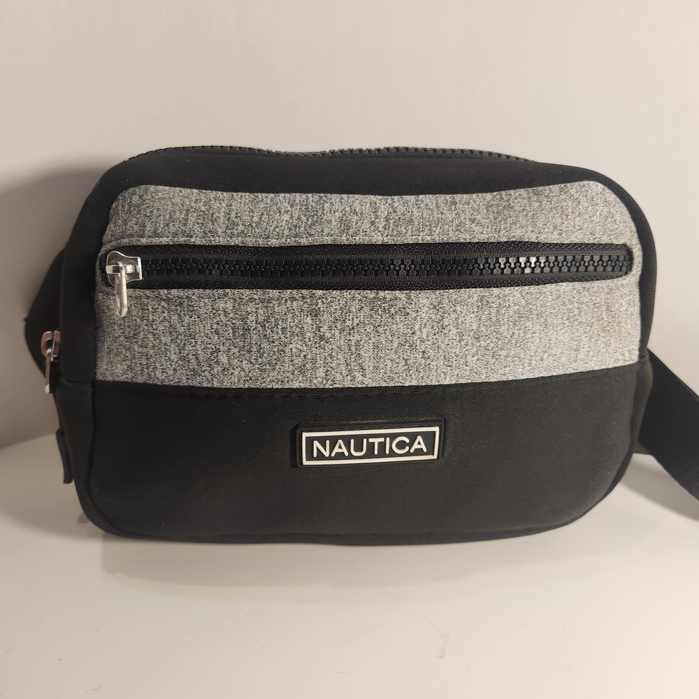 Nautica Black and Gray Belt Bag/Waist Bag/Fanny Pack